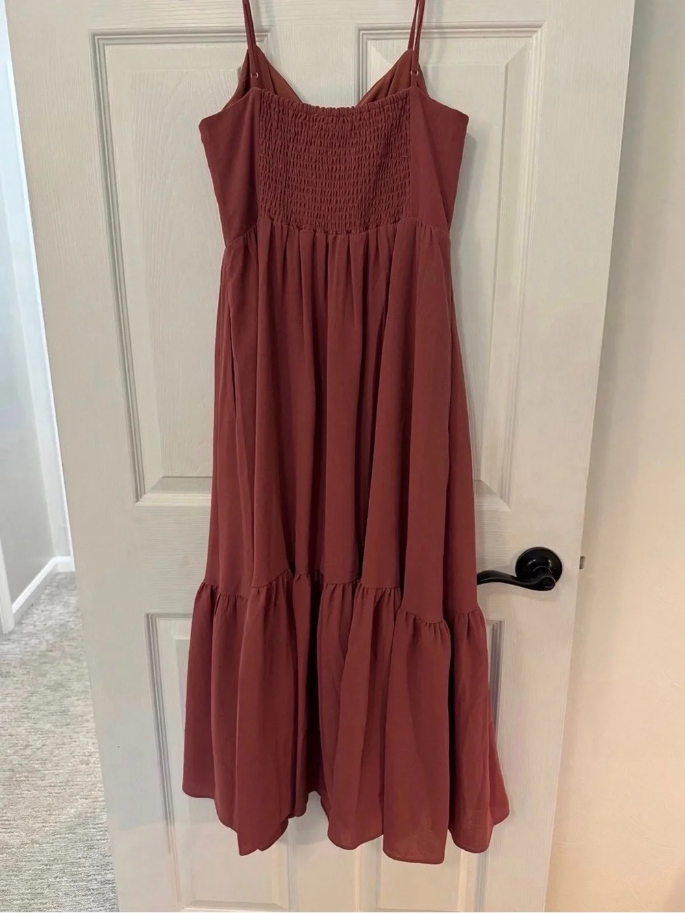 Madewell Dusty Rose Tiered Midi Dress